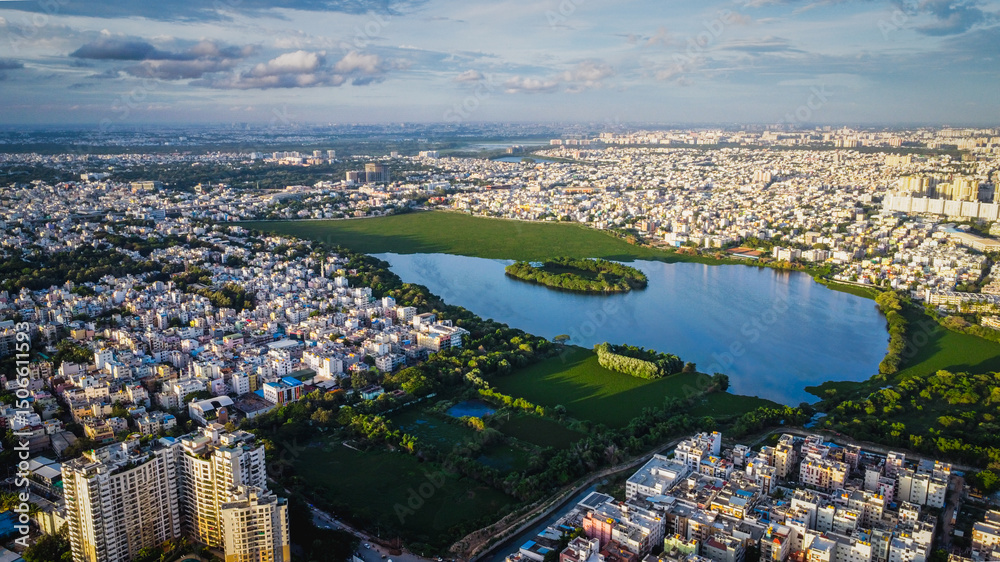 Αυτοκόλλητο Ariel Shot of beautiful Bangalore City in India