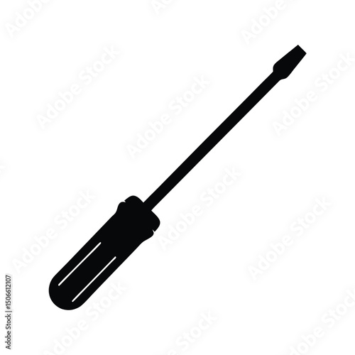 Flathead screwdriver black silhouette on white background