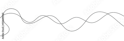 Thin wavy line pattern with flowing curves, undulating abstract background. Squiggle design for subtle. Flat vector illustration isolated on white background. Vector Illustration . EPS 20 . 