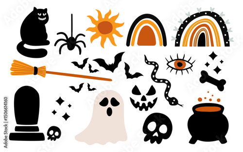 Halloween clipart, illustrations and design elements set.