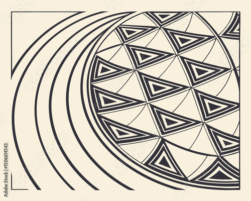 This digital product features a seamless abstract geometric pattern composed of triangle mosaics and intricate grid lines, ideal for modern designs and backgrounds.