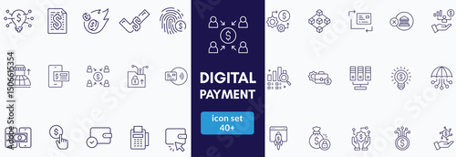 Payment Line Editable Icons set. Containing NFC, card, phone, money, cash, wallet and more. Vector ...