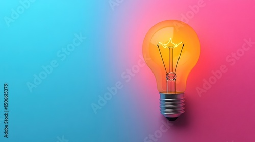 Illuminated light bulb on a gradient background