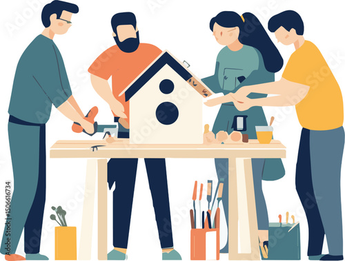 Building a Birdhouse in a Workshop