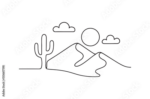 desert themes continuous one line drawing minimalism design