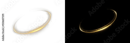 Abstract Golden Spiral Effect – Glowing Swirl Light Motion Isolated on Transparent PNG Cutout, Shiny Decorative Element for Backgrounds, Visual FX, Animation, and Creative Design