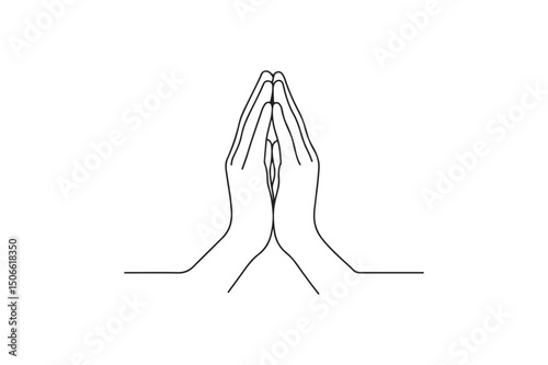 Hands in prayer continuous one line drawing minimalism design