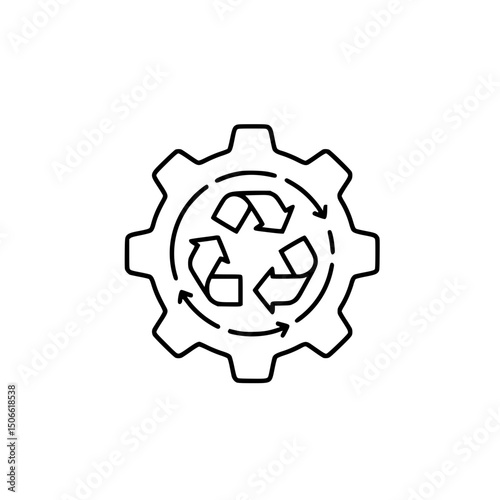 Sustainable Circular Economy Gear Icon Representing Recycling and Resource Management