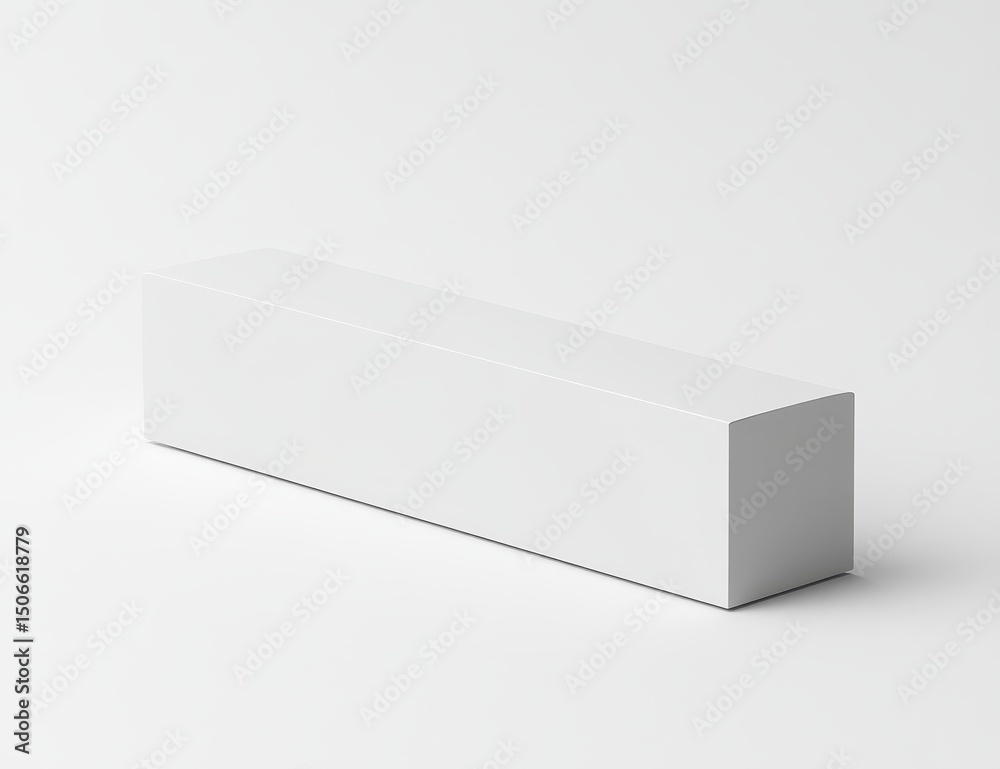 Naklejka premium A long, rectangular, white box sits on a plain white background, showing subtle shadowing