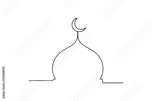 Islamic dome continuous one line drawing minimalism design
