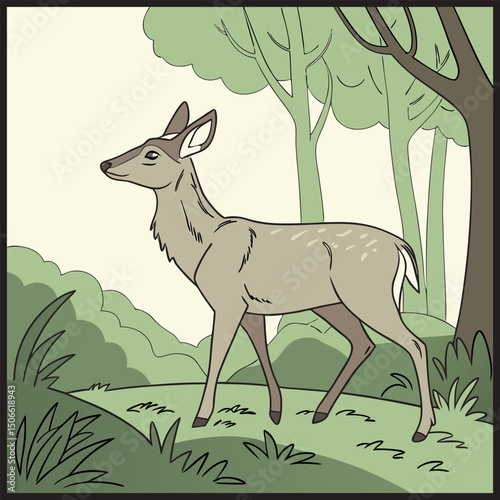 Natural deer outline illustration