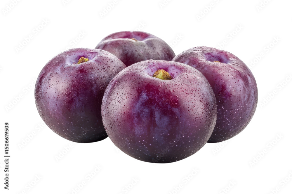 Obraz premium Fresh Purple Plums Still Life Vibrant Fruit Arrangement Healthy Eating Organic Produce Natural on transparent background