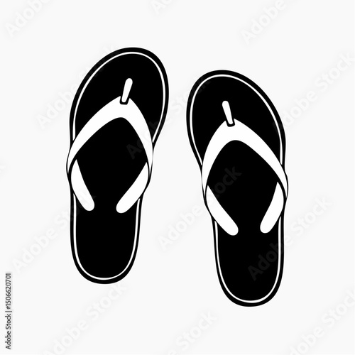 Flip Flops Silhouette – Beach Footwear Icon