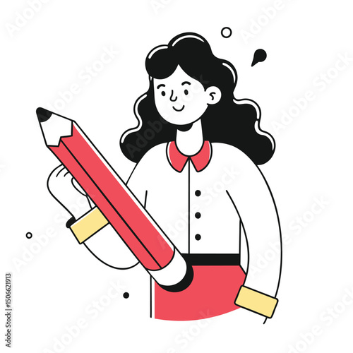 erasing business illustration of a woman