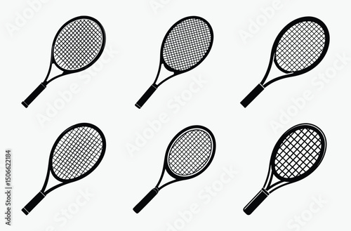 Tennis Racket Silhouette set 