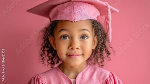 Young Girl Wearing Graduation Cap and Gown