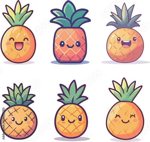 Cartoon pineapple illustration material
