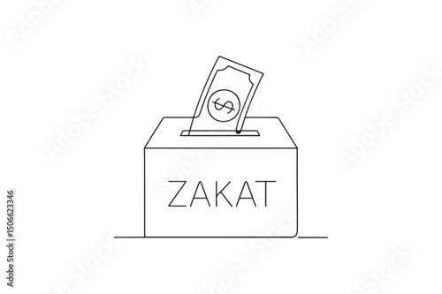 Zakat box continuous one line drawing minimalism design