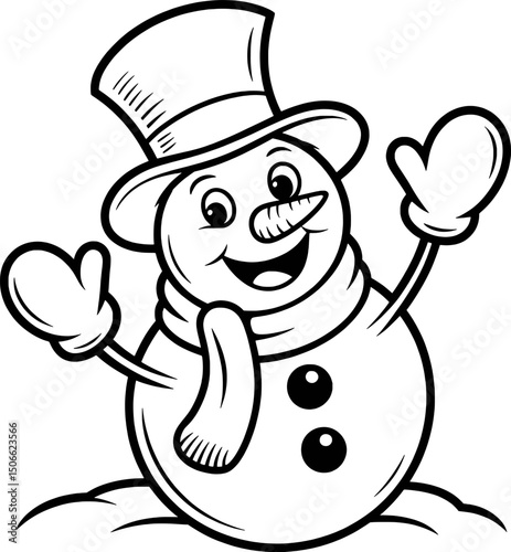 Happy snowman winter holiday cheerful cartoon