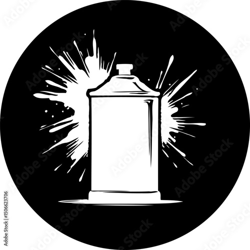 Monochrome aerosol explosion: artistic depiction of creative expression and bold visuals
