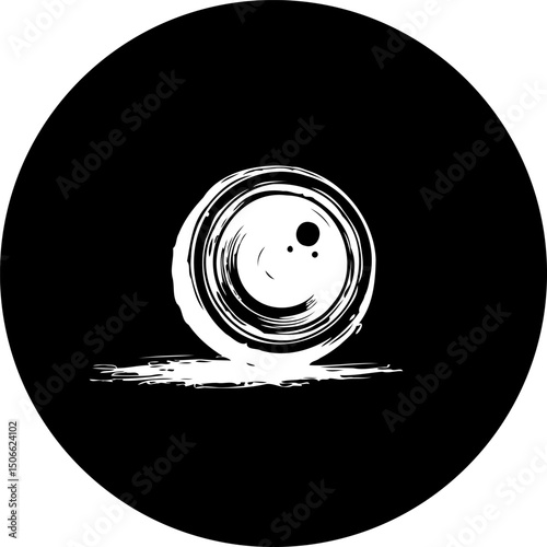 Abstract artistic representation of a spherical object on a black backdrop