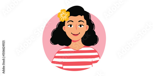 Happy girl with flower in h...