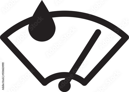 windshield wiper with droplet icon for car washer fluid system
