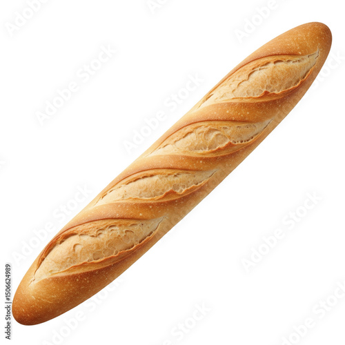 Foto Whole French baguette bread, isolated on transparent background