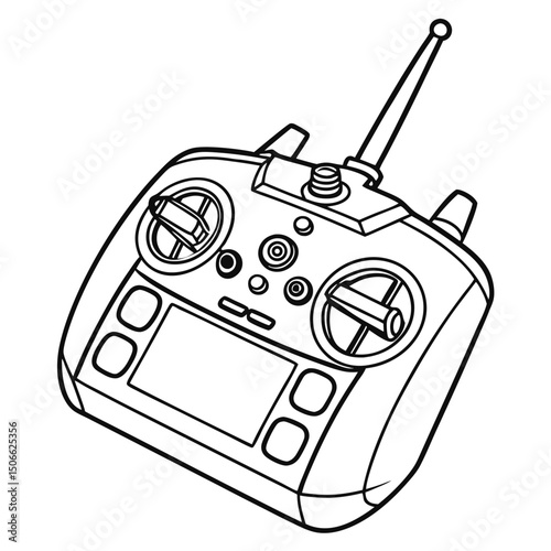Detailed vector line art illustration of a radio controlled device remote control