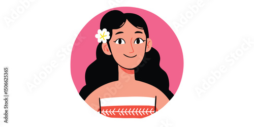 Smiling Polynesian woman wi...