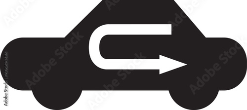 car u-turn icon for reversing maneuver in traffic