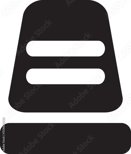 car headrest icon in black silhouette style representing seat accessory for automotive diagrams or guides