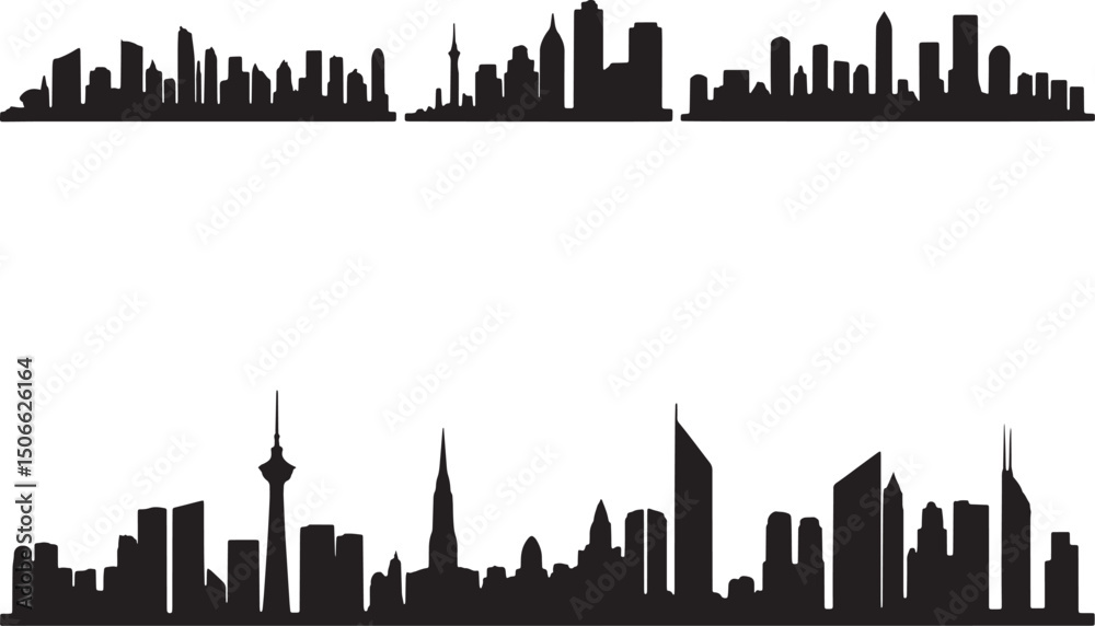 Fototapeta premium Skyline Silhouette Vector | City Outline Illustration Urban Skyline Silhouette
