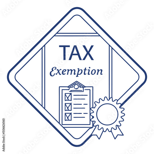 A stylized illustration representing tax exemption within a geometric diamond frame