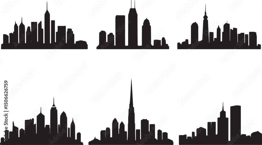 Naklejka premium city skyline in black and white