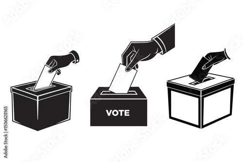 Hand voting ballot box, Election Vote concept Icon silhouette Illustration