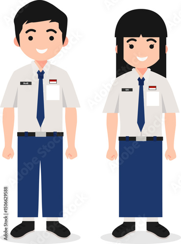  Indonesian Middle School Students in Standard Uniform