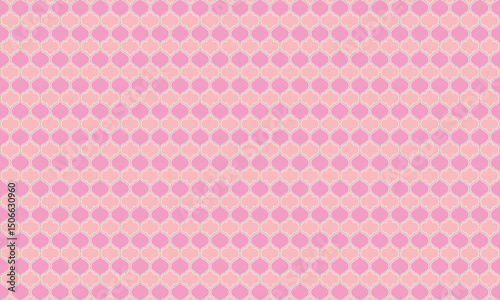 フレームがついたピンクのモロッカン柄の壁紙