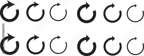 Circle arrow icon set. refresh reload arrow symbol. Recycle, Repeat reload icons set. round arrow.