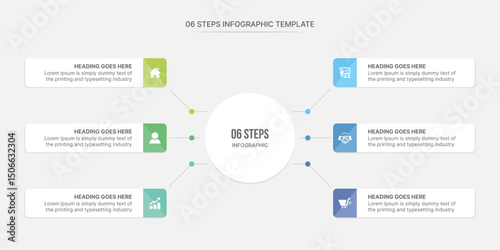 Circle Infographic Template Design With 6 Steps, Process Workflow Diagram