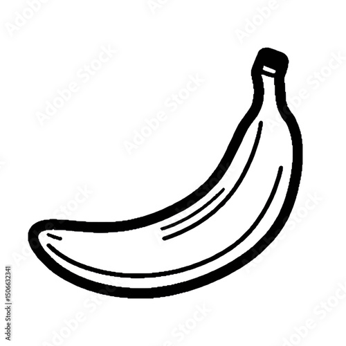 Banana illustration in black and white outline style  