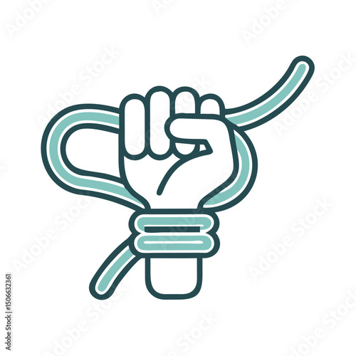 Hand grasping a looped rope symbolizing strength and resilience  