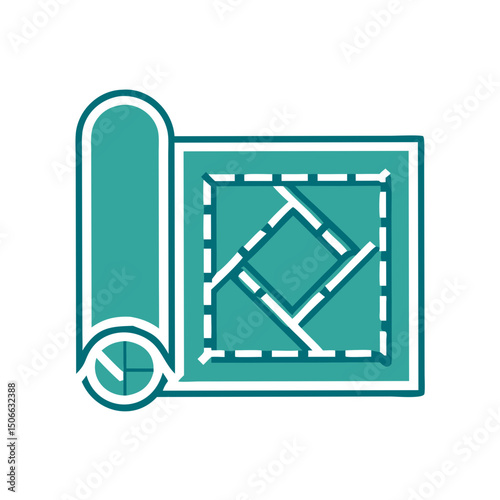 Graphic design of an open training mat with crease lines 