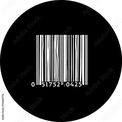 Abstract barcode representation in a dark circular setting minimalist design