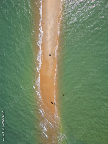Beautiful aerial view to long sandbank in Ponta do Corumbau