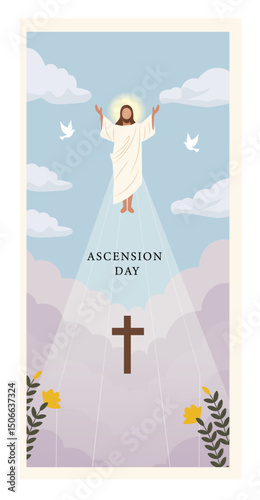 Ascension Day of Jesus Christ Vector Illustration Set-03