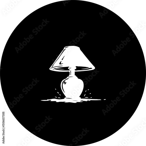 Monochromatic Lamp Design with a Circular Backdrop, Radiating Minimalist Elegance