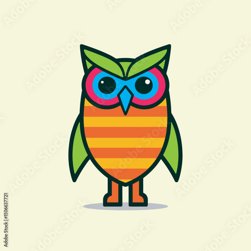 striped owl colorful vector mascot 