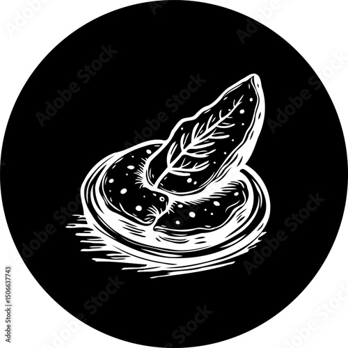 Monochromatic circle composition featuring a handcrafted organic leaf arrangement