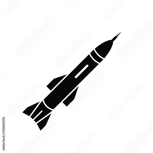 A simple and clear sentence for naming this image could be:
Black and white rocket shaped like a pen with metallic details